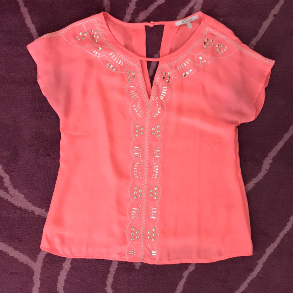 Studded Peach Blouse - Size S - Picture 1 of 5